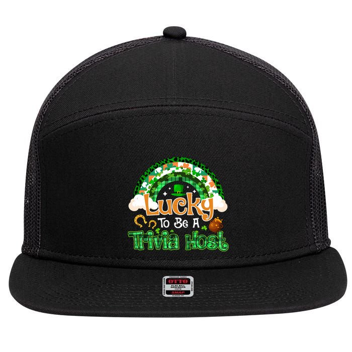 Lucky To Be Trivia Host Shamrock Patrick Day Meaningful Gift 7 Panel Mesh Trucker Snapback Hat