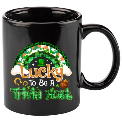 Lucky To Be Trivia Host Shamrock Patrick Day Meaningful Gift 11oz C Handle Ceramic Mug
