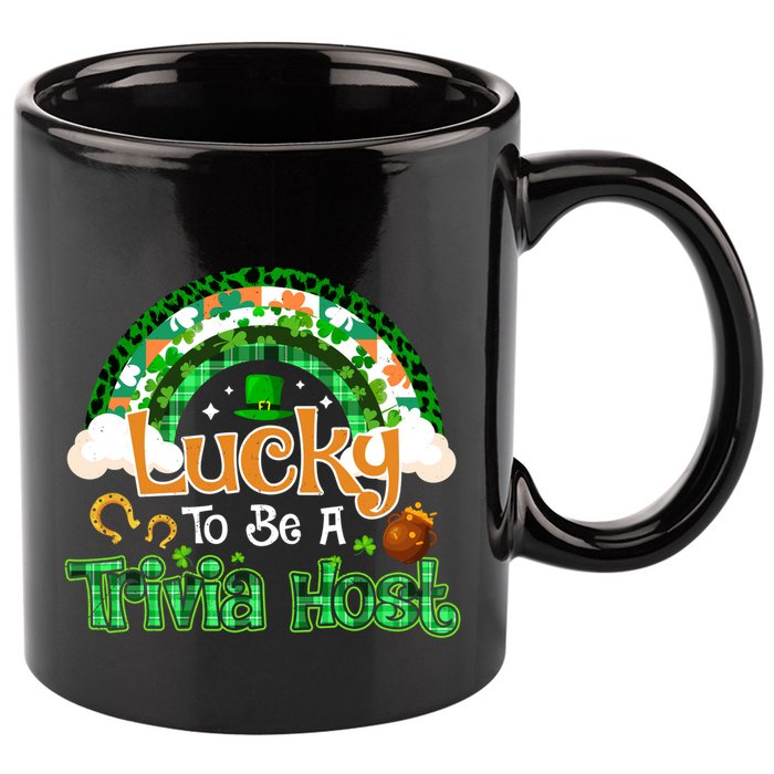 Lucky To Be Trivia Host Shamrock Patrick Day Meaningful Gift 11oz C Handle Ceramic Mug
