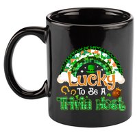 Lucky To Be Trivia Host Shamrock Patrick Day Meaningful Gift 11oz C Handle Ceramic Mug