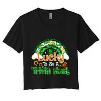 Lucky To Be Trivia Host Shamrock Patrick Day Meaningful Gift Crop Top