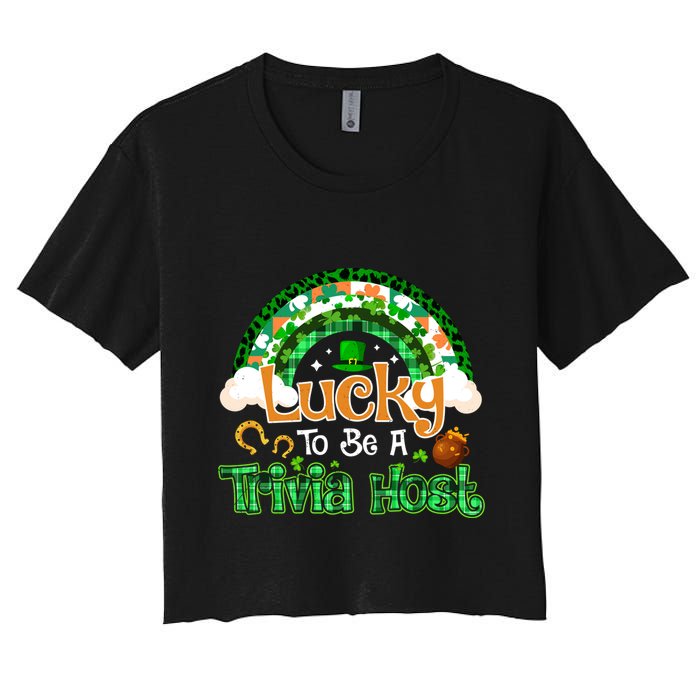 Lucky To Be Trivia Host Shamrock Patrick Day Meaningful Gift Crop Top