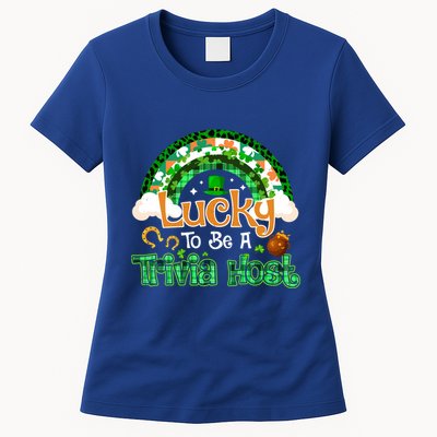 Lucky To Be Trivia Host Shamrock Patrick Day Meaningful Gift Womens T-Shirt