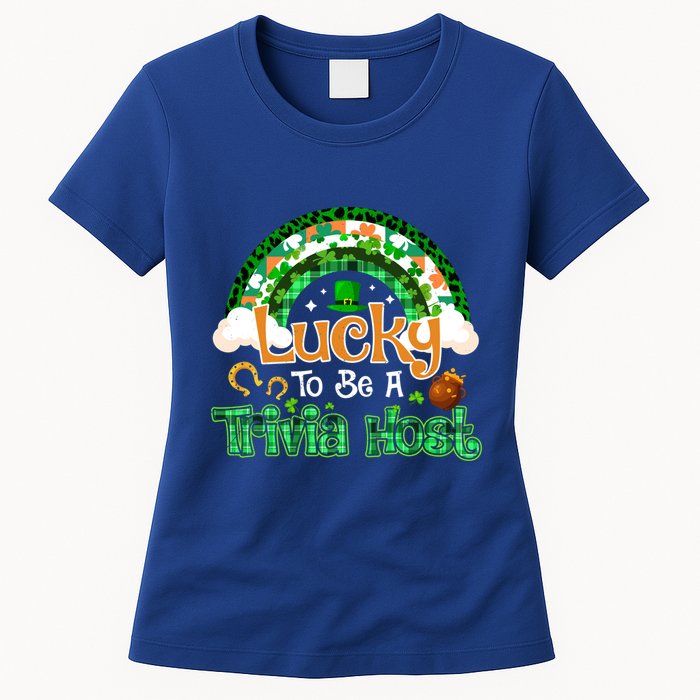 Lucky To Be Trivia Host Shamrock Patrick Day Meaningful Gift Womens T-Shirt