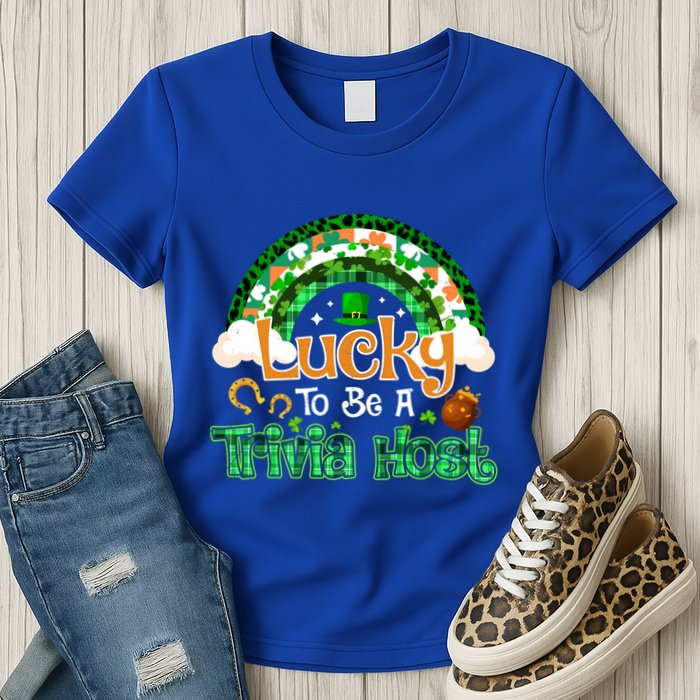 Lucky To Be Trivia Host Shamrock Patrick Day Meaningful Gift Womens T-Shirt