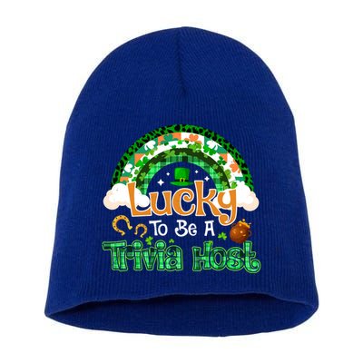 Lucky To Be Trivia Host Shamrock Patrick Day Meaningful Gift Short Acrylic Beanie