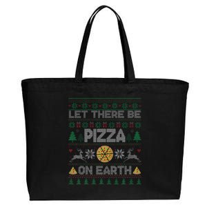 Let There Be Pizza On Earth Gift Ugly Xmas Sweater Cotton Canvas Jumbo Tote