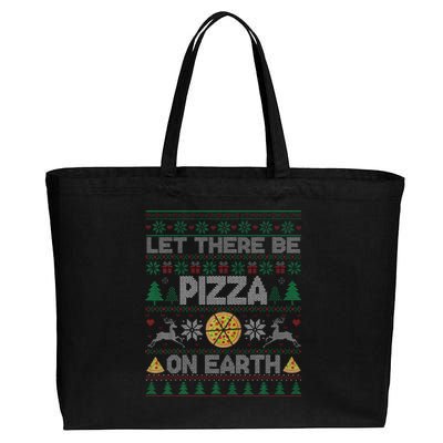 Let There Be Pizza On Earth Gift Ugly Xmas Sweater Cotton Canvas Jumbo Tote