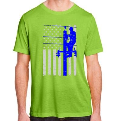 Line Thin Blue Line American Flag Us Independence Great Gift Adult ChromaSoft Performance T-Shirt