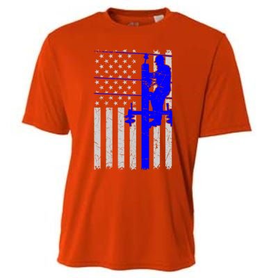 Line Thin Blue Line American Flag Us Independence Great Gift Cooling Performance Crew T-Shirt