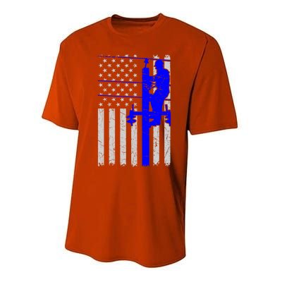 Line Thin Blue Line American Flag Us Independence Great Gift Performance Sprint T-Shirt