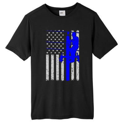 Line Thin Blue Line American Flag Us Independence Great Gift Tall Fusion ChromaSoft Performance T-Shirt