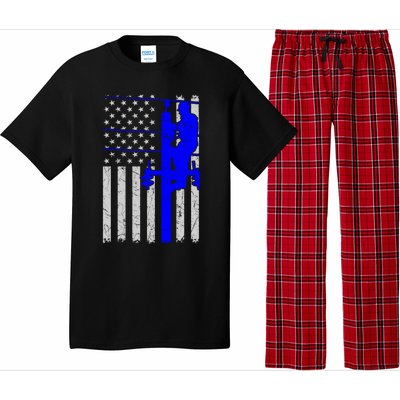 Line Thin Blue Line American Flag Us Independence Great Gift Pajama Set