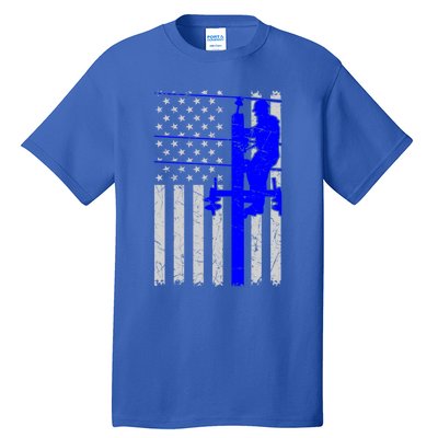 Line Thin Blue Line American Flag Us Independence Great Gift Tall T-Shirt