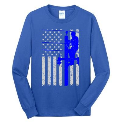 Line Thin Blue Line American Flag Us Independence Great Gift Tall Long Sleeve T-Shirt