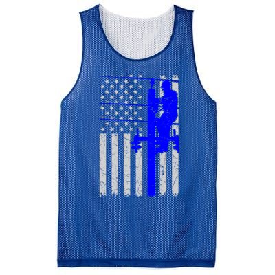 Line Thin Blue Line American Flag Us Independence Great Gift Mesh Reversible Basketball Jersey Tank