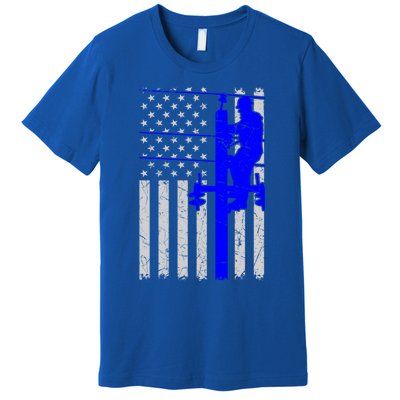 Line Thin Blue Line American Flag Us Independence Great Gift Premium T-Shirt