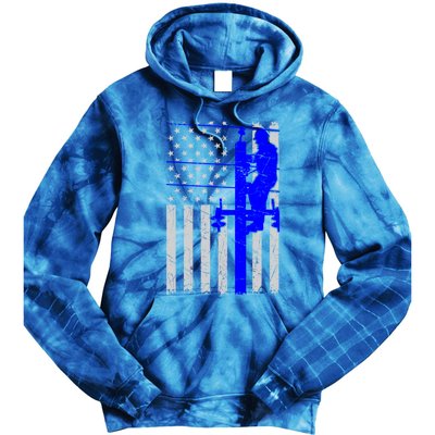 Line Thin Blue Line American Flag Us Independence Great Gift Tie Dye Hoodie