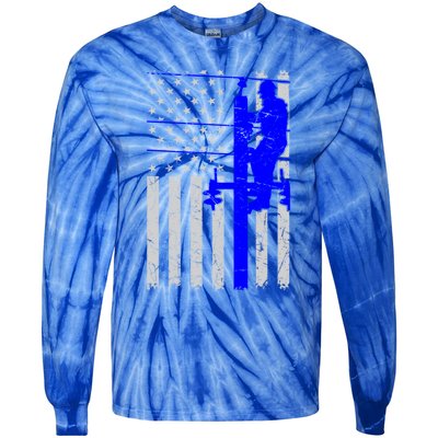 Line Thin Blue Line American Flag Us Independence Great Gift Tie-Dye Long Sleeve Shirt