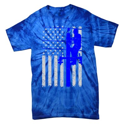 Line Thin Blue Line American Flag Us Independence Great Gift Tie-Dye T-Shirt