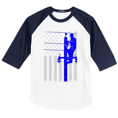 Line Thin Blue Line American Flag Us Independence Great Gift Baseball Sleeve Shirt