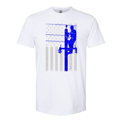 Line Thin Blue Line American Flag Us Independence Great Gift Softstyle CVC T-Shirt