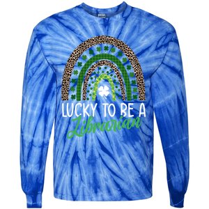 Lucky To Be A Librarian Tee School St Patrick's Day Library Gift Tie-Dye Long Sleeve Shirt