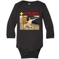 Let The Bodies Hit The Floor Funny Old Lady Sarcastic Meme Baby Long Sleeve Bodysuit