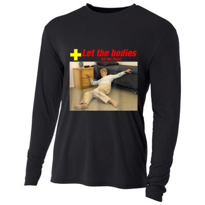 Let The Bodies Hit The Floor Funny Old Lady Sarcastic Meme Cooling Performance Long Sleeve Crew