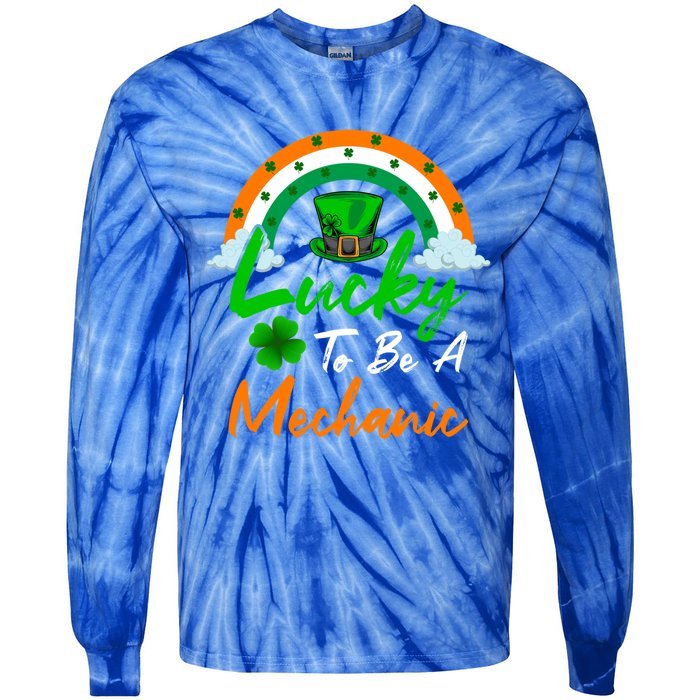 Lucky To Be A Mechanic St Patrick's Day Gift Tie-Dye Long Sleeve Shirt