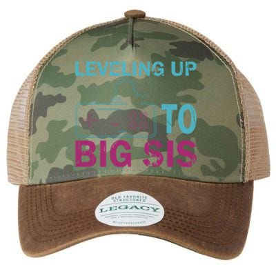 Leveling To Big Sis Big Sis Little Bro Designs Funny Gift Legacy Tie Dye Trucker Hat