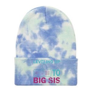 Leveling To Big Sis Big Sis Little Bro Designs Funny Gift Tie Dye 12in Knit Beanie