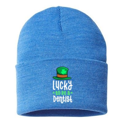 Lucky To Be A Dentist St Patricks Day Shamrock Dental Gift Sustainable Knit Beanie