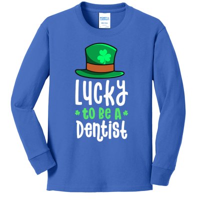 Lucky To Be A Dentist St Patricks Day Shamrock Dental Gift Kids Long Sleeve Shirt