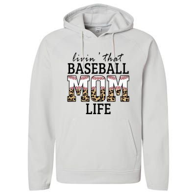 Livin' That Baseball Mom Life Leopard Performance Fleece Hoodie