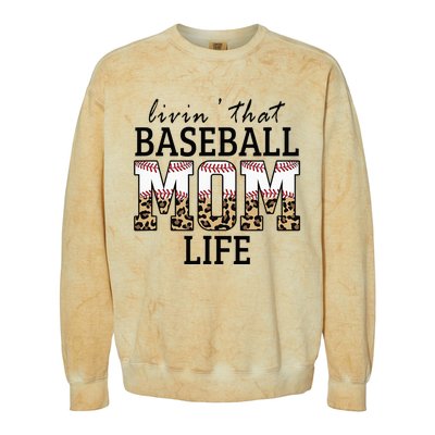 Livin' That Baseball Mom Life Leopard Colorblast Crewneck Sweatshirt