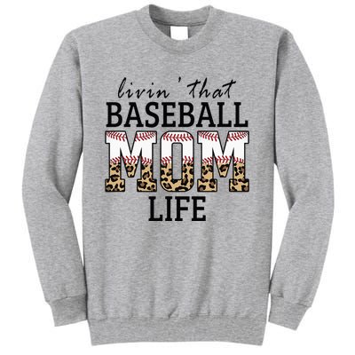 Livin' That Baseball Mom Life Leopard Tall Sweatshirt