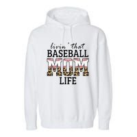 Livin' That Baseball Mom Life Leopard Garment-Dyed Fleece Hoodie