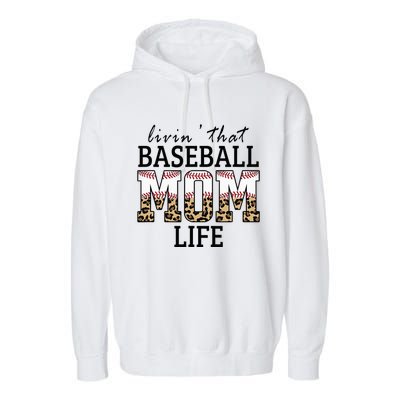 Livin' That Baseball Mom Life Leopard Garment-Dyed Fleece Hoodie