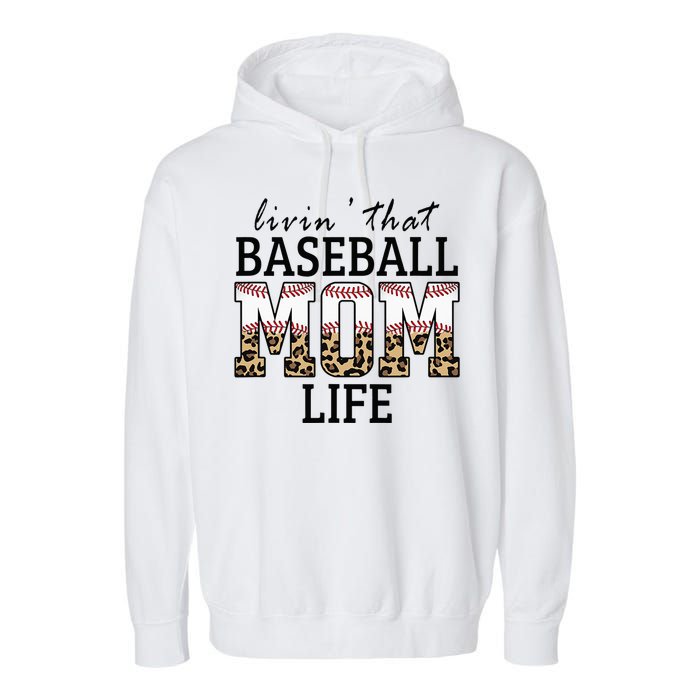 Livin' That Baseball Mom Life Leopard Garment-Dyed Fleece Hoodie