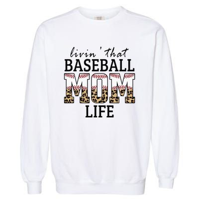 Livin' That Baseball Mom Life Leopard Garment-Dyed Sweatshirt