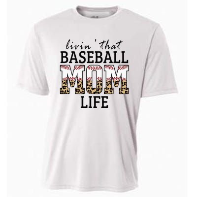 Livin' That Baseball Mom Life Leopard Cooling Performance Crew T-Shirt