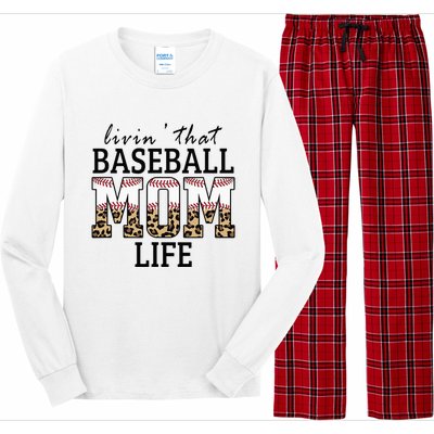 Livin' That Baseball Mom Life Leopard Long Sleeve Pajama Set