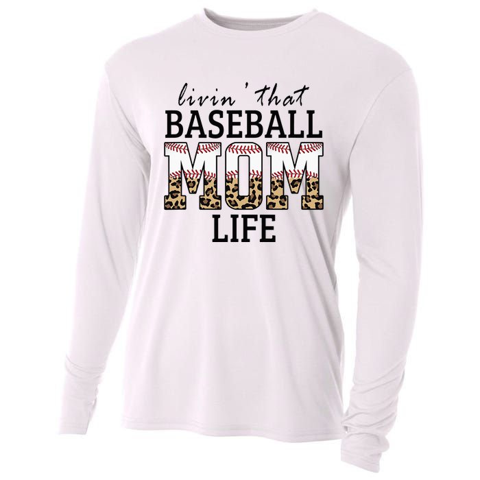 Livin' That Baseball Mom Life Leopard Cooling Performance Long Sleeve Crew