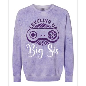 Leveling To Big Sis Big Sis Little Bro Designs Cute Gift Colorblast Crewneck Sweatshirt