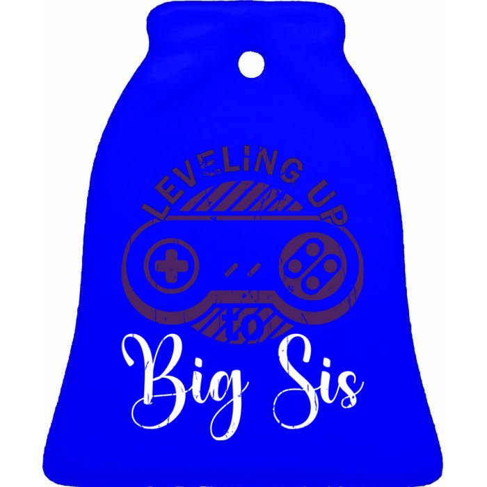 Leveling To Big Sis Big Sis Little Bro Designs Cute Gift Ceramic Bell Ornament