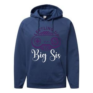 Leveling To Big Sis Big Sis Little Bro Designs Cute Gift Performance Fleece Hoodie