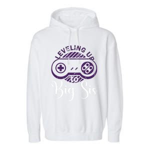 Leveling To Big Sis Big Sis Little Bro Designs Cute Gift Garment-Dyed Fleece Hoodie