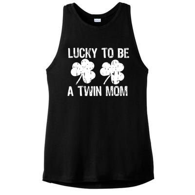 Lucky To Be A Twin Mom St Patrick's Day Ladies PosiCharge Tri-Blend Wicking Tank