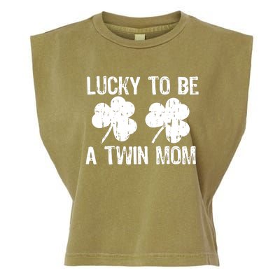 Lucky To Be A Twin Mom St Patrick's Day Garment-Dyed Women's Muscle Tee